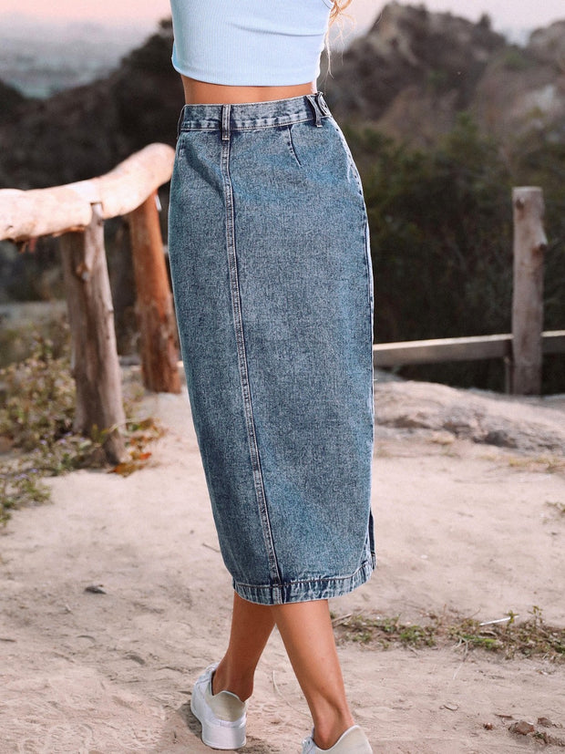 Button Down Denim Skirt www.nizzadesign.com