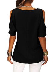 Full Size Crisscross Cold Shoulder Casual T-Shirt Plus Size www.nizzadesign.com