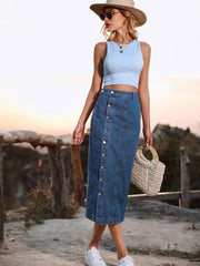 Button Down Denim Skirt www.nizzadesign.com