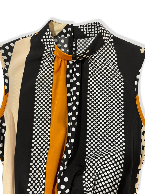 Tied Color Block Sleeveless Romper www.nizzadesign.com