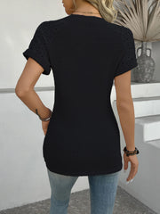 Hollow Out Waffle Knit Short Sleeve T-Shirt www.nizzadesign.com
