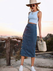 Button Down Denim Skirt www.nizzadesign.com