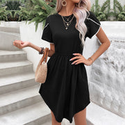 Perfee Round Neck Petal Sleeve Dress with Pockets www.nizzadesign.com