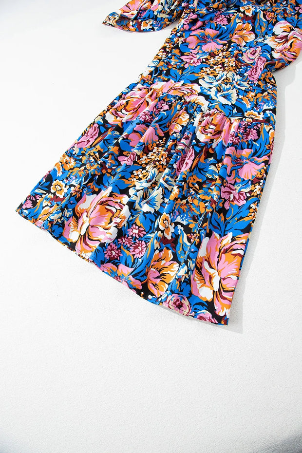 Floral Smocked Spaghetti Straps Wide Leg Jumpsuit www.nizzadesign.com