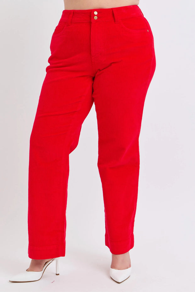 Judy Blue Plus Size High Waist Corduroy Trouser Wide www.nizzadesign.com