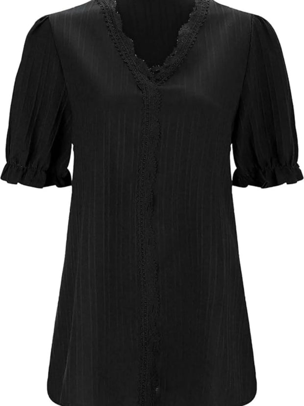 Full Size Lace Detail V-Neck Blouse Plus Size www.nizzadesign.com