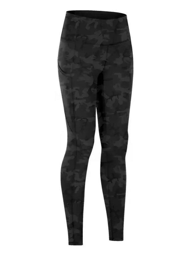 Wide Waistband Sports Leggings Black Camouflage www.nizzadesign.com
