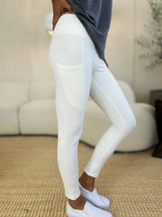 Wide Waistband Sports Leggings White www.nizzadesign.com