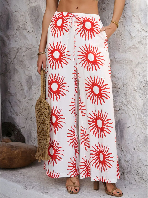 Devine Drawstring Printed Wide Leg Pants www.nizzadesign.com