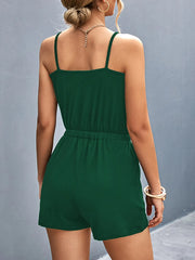 Scoop Neck Romper with Pockets Dark Green www.nizzadesign.com