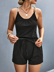 Scoop Neck Romper with Pockets Black www.nizzadesign.com