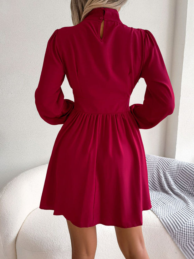 Cutout Turtleneck A-Line Mini Dress www.nizzadesign.com