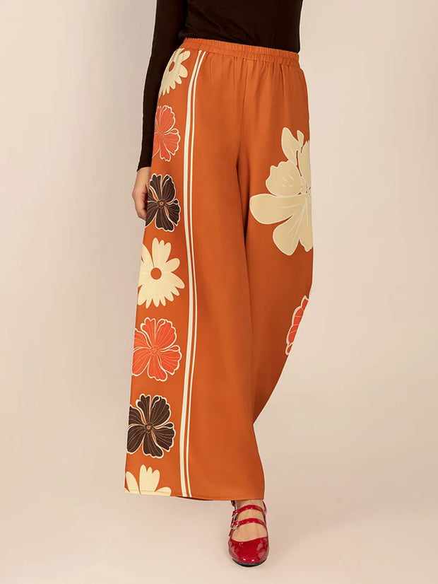 Printed Elastic Waist Wide Leg Pants www.nizzadesign.com