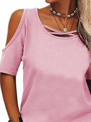 Full Size Crisscross Cold Shoulder Casual T-Shirt Plus Size www.nizzadesign.com