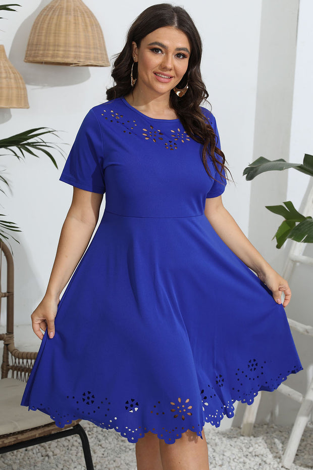 Plus Size Round Neck Openwork Dress www.nizzadesign.com