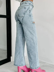 High Waist Cut-Out Wide Leg Jeans www.nizzadesign.com