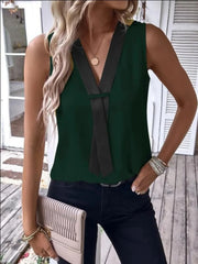 Full Size V-Neck Contrast Tank Plus Size www.nizzadesign.com