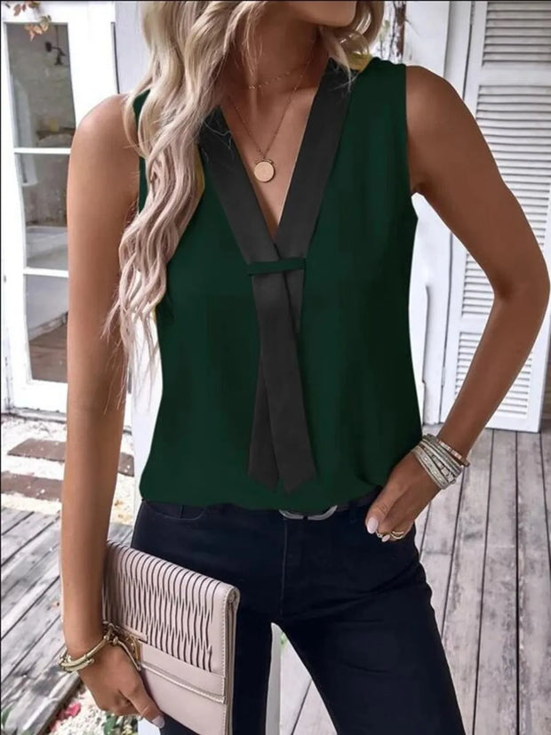Full Size V-Neck Contrast Tank Plus Size www.nizzadesign.com