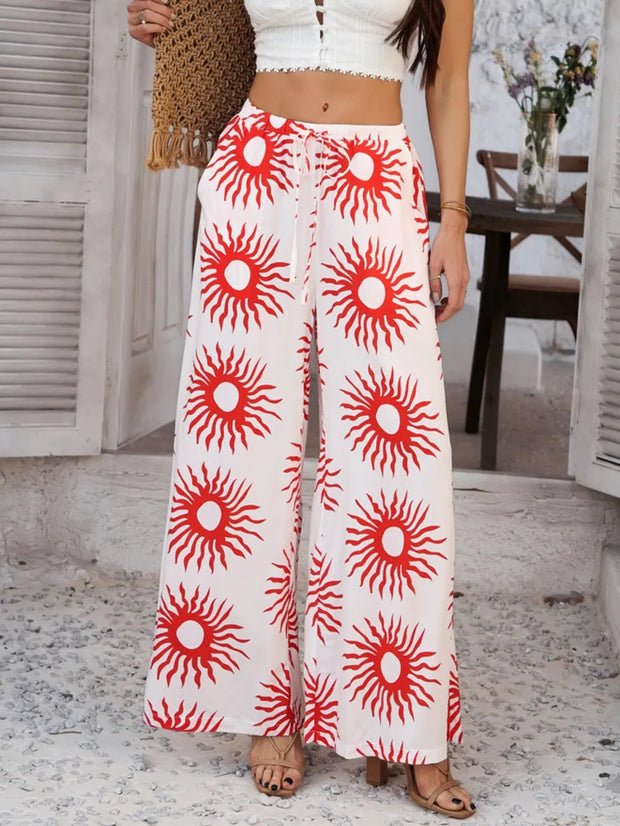 Devine Drawstring Printed Wide Leg Pants www.nizzadesign.com