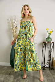 ADORA Elastic Detail Tropical Jumpsuit YELLOW www.nizzadesign.com