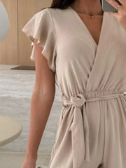 Tied Ruffled Wide Leg Jumpsuit www.nizzadesign.com