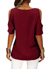 Full Size Crisscross Cold Shoulder Casual T-Shirt Plus Size www.nizzadesign.com