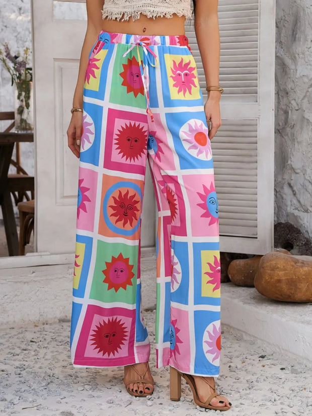 Devine Drawstring Printed Wide Leg Pants www.nizzadesign.com