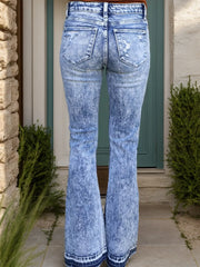 Distressed Button-Fly Bootcut Jeans with Pockets www.nizzadesign.com
