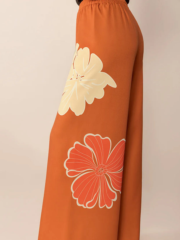 Printed Elastic Waist Wide Leg Pants www.nizzadesign.com