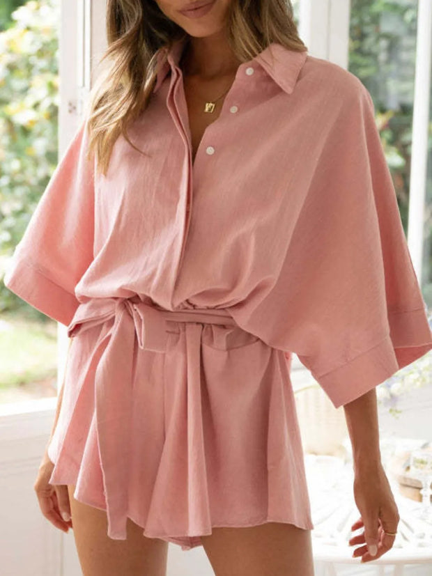 Collared Neck Half Sleeve Romper www.nizzadesign.com