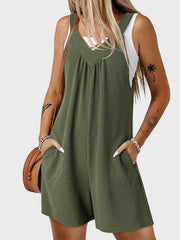 V-Neck Wide Strap Romper Moss www.nizzadesign.com