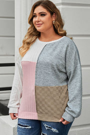 Plus Size Long Sleeve Color Block Top www.nizzadesign.com