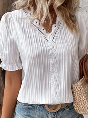 Full Size Lace Detail V-Neck Blouse Plus Size www.nizzadesign.com