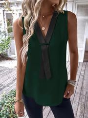 Full Size V-Neck Contrast Tank Plus Size www.nizzadesign.com