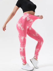 Tie-Dye High Waist Active Leggings Deep-Pink www.nizzadesign.com