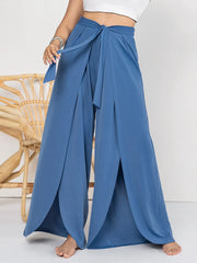 Plus Size Tied Slit Wide Leg Pants www.nizzadesign.com