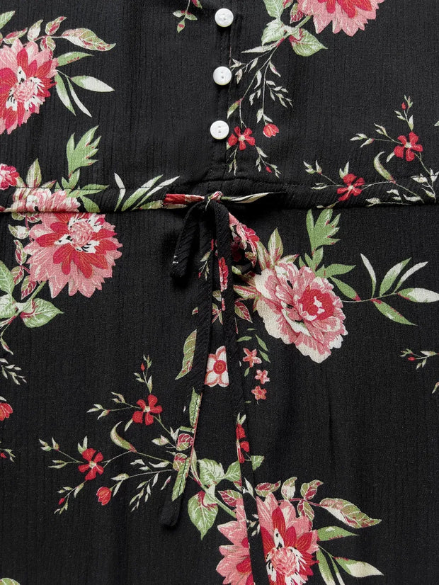 Plus Size Floral Flare Sleeve Dress www.nizzadesign.com