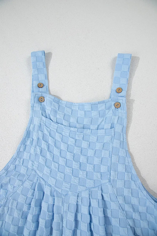 Checkered Pocketed Wide Leg Overalls www.nizzadesign.com