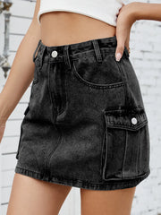 Cargo Denim Skirt Black www.nizzadesign.com