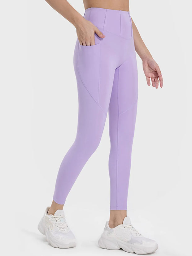 Millennia Pocketed High Waist Active Leggings Lavender www.nizzadesign.com