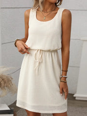 Waffle-Knit Drawstring Mini Tank Dress www.nizzadesign.com