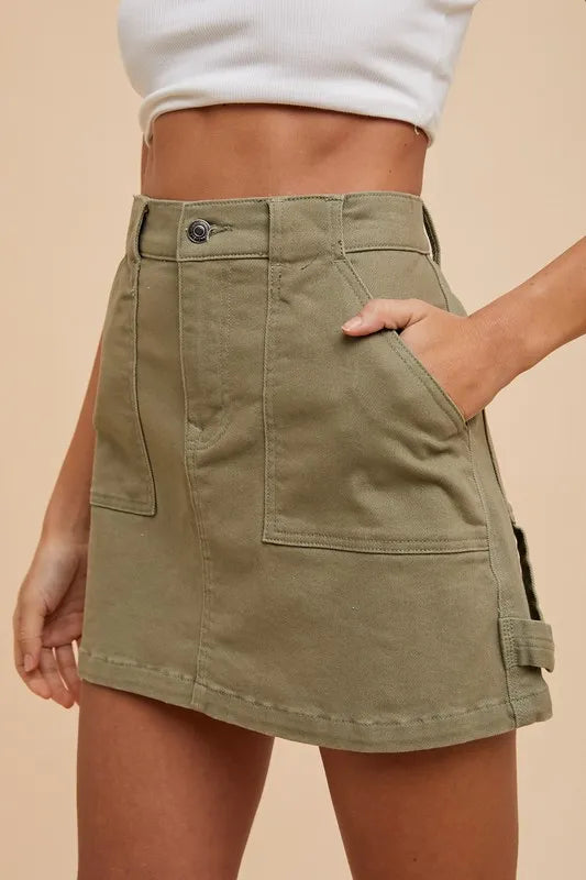 Annie Wear Cargo Denim Mini Skirt www.nizzadesign.com