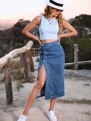 Button Down Denim Skirt www.nizzadesign.com