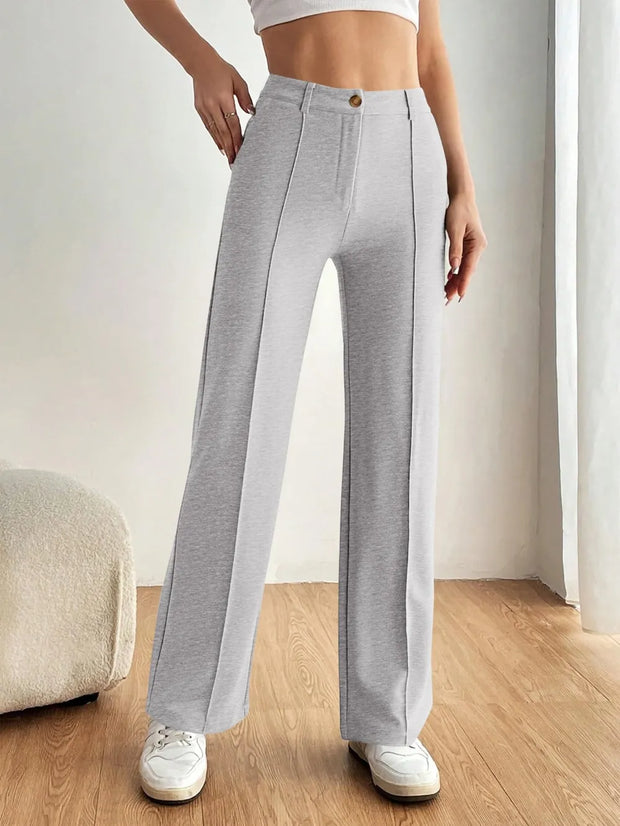 High Waist Wide Leg Pants Light Gray www.nizzadesign.com
