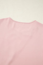 Leopard Jacquard Patchwork Crisscross V Neck Short Sleeve Blouse www.nizzadesign.com