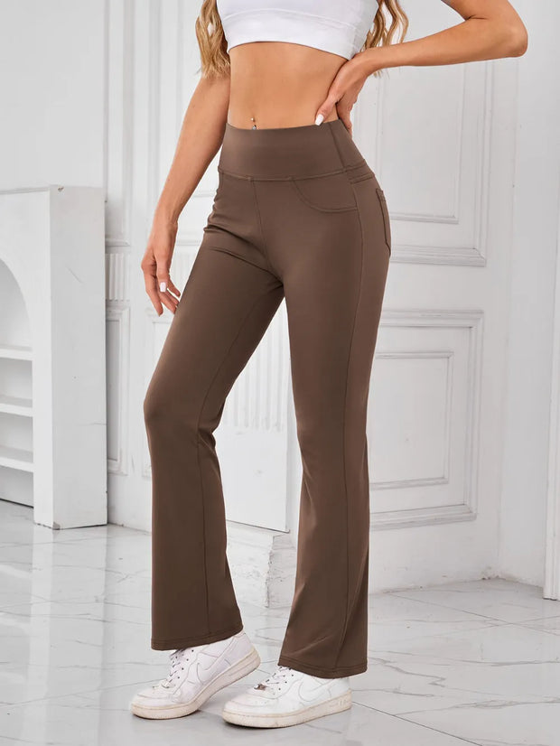 Lovelet High Waist Active Pants with Pockets Brown www.nizzadesign.com