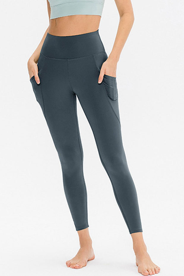 Slim Fit Long Active Leggings with Pockets Dark Gray www.nizzadesign.com