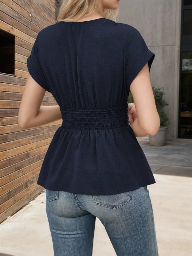 Surplice Short Sleeve Blouse www.nizzadesign.com
