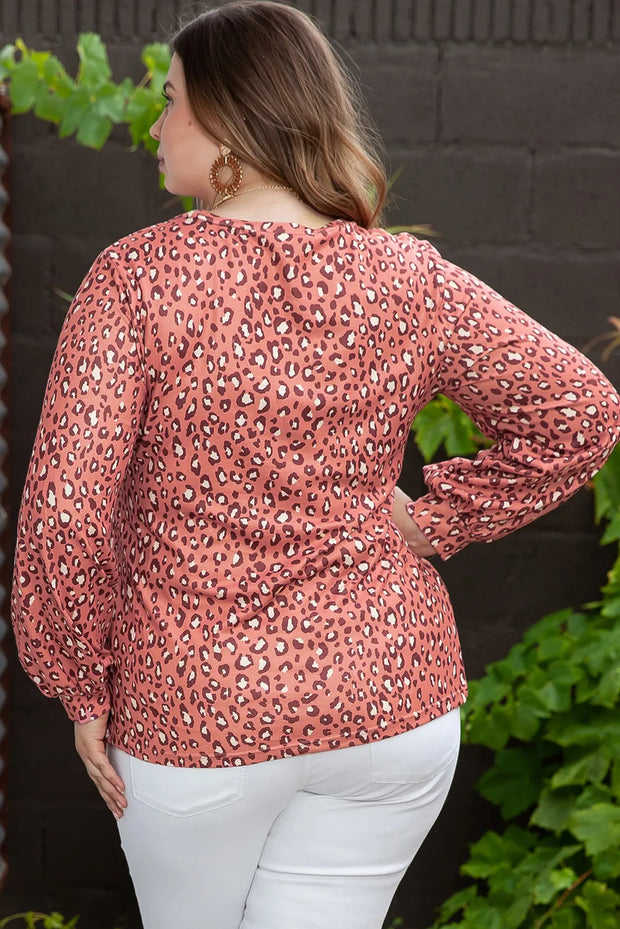 Plus Size Leopard Long Sleeve T-Shirt www.nizzadesign.com