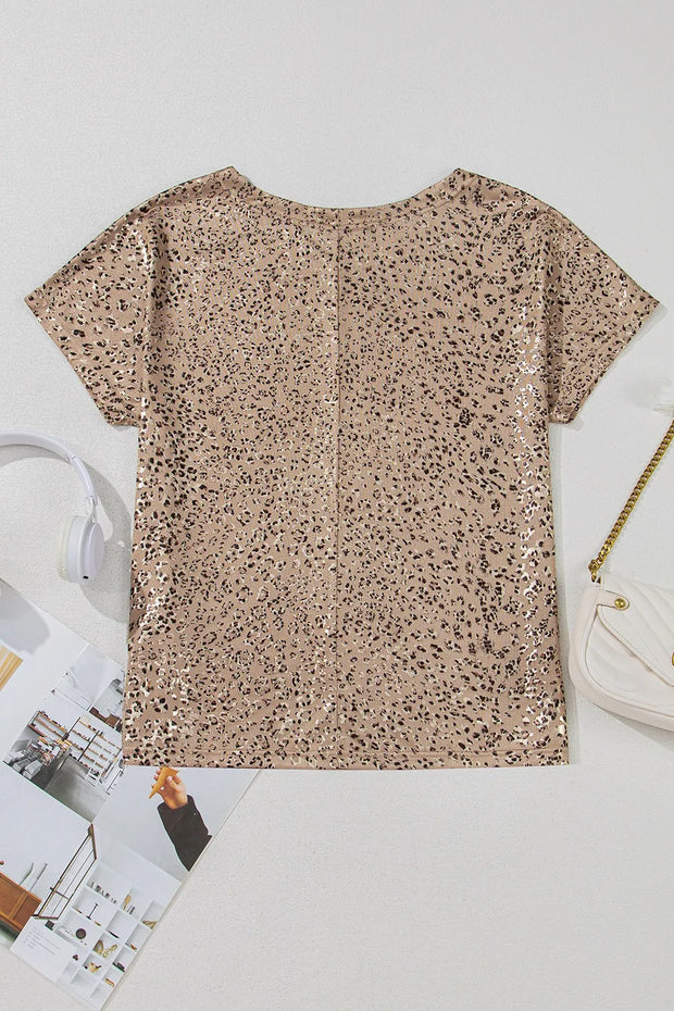 Parchment Shimmer Leopard Print Dolman Sleeve T Shirt www.nizzadesign.com